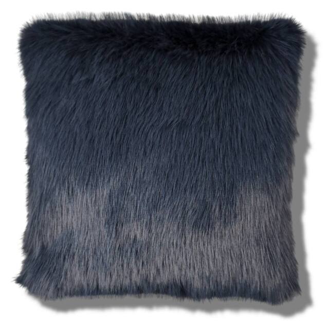 HomeSpace Direct Chelsea Faux Fur Cushion 2 Pack in Navy - Size: 45 cm x 45 cm - image 1