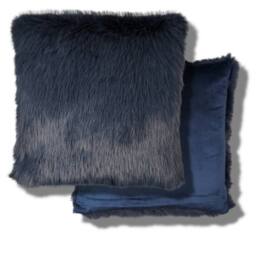 HomeSpace Direct Chelsea Faux Fur Cushion 2 Pack in Navy - Size: 45 cm x 45 cm - thumbnail 2