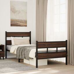 Berkfield Home Bed Frame without Mattress with Headboard & Footboard 80x200 cm in Brown - thumbnail 1