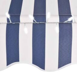 Berkfield Home Manual Retractable Awning with LED 350 cm Blue & White - thumbnail 5