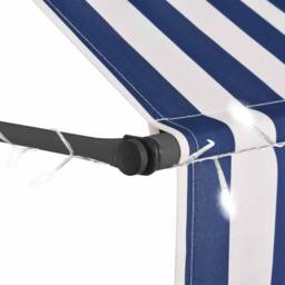 Berkfield Home Manual Retractable Awning with LED 350 cm Blue & White - thumbnail 4