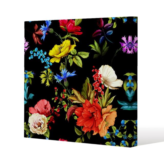 Benjamin Tate Design Bright Vibrant Flowers (Canvas Print) / 127 x 127 x 4cm in Natural - Size: 127 x 127 x 4 cm - image 1