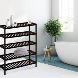 Keplin 5-Tier Bamboo Shoe Rack - Wooden Shoe Organiser with Large Capacity in Black - thumbnail 7