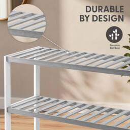 Keplin 5-Tier Bamboo Shoe Rack - Wooden Shoe Organiser with Large Capacity in White - thumbnail 6