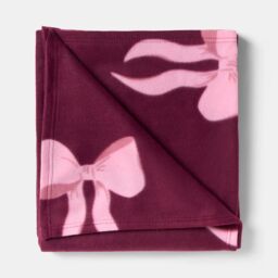 OHS Bows Polar Fleece Soft Warm Throw Blanket in Burgundy - Size: 120 cm x 150 cm - thumbnail 7
