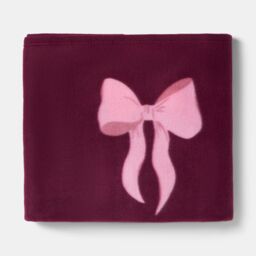 OHS Bows Polar Fleece Soft Warm Throw Blanket in Burgundy - Size: 120 cm x 150 cm - thumbnail 9