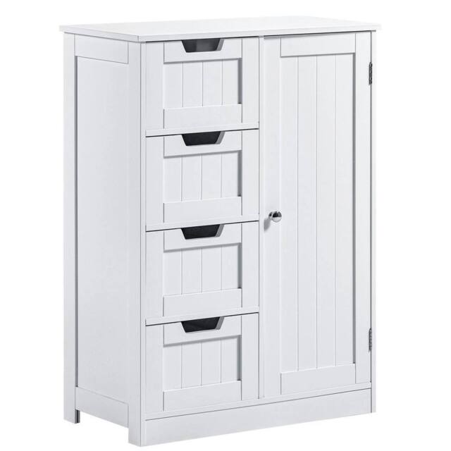 SPETLEK 4 Drawer 1 Door White Wood Bathroom Vanity Cupboard - Size: 0.6m2 - image 1