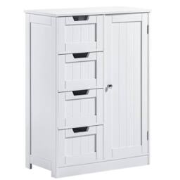 SPETLEK 4 Drawer 1 Door White Wood Bathroom Vanity Cupboard - Size: 0.6m2 - thumbnail 1