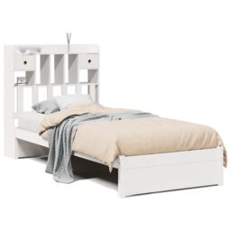 Berkfield Home Bookcase Bed without Mattress White 90x200cm Solid Wood Pine - Size: 90x200 cm - thumbnail 2