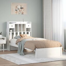 Berkfield Home Bookcase Bed without Mattress White 90x200cm Solid Wood Pine - Size: 90x200 cm - thumbnail 1