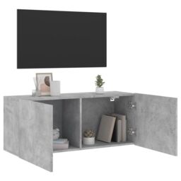 Berkfield Home TV Cabinet Wall-mounted Concrete Grey 100x30x41 cm - Size: 100 x 30 x 41 cm - thumbnail 4