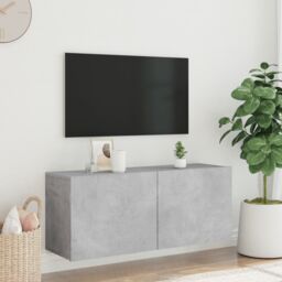 Berkfield Home TV Cabinet Wall-mounted Concrete Grey 100x30x41 cm - Size: 100 x 30 x 41 cm - thumbnail 3