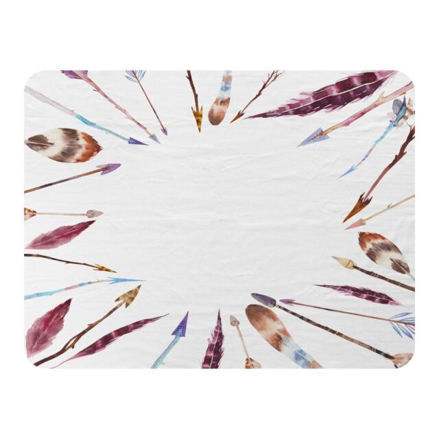 Benjamin Tate Design Watercolor Boho Chic With Feathers & Arrows Blanket in Natural - Size: 120 cm x 150 cm - image 1