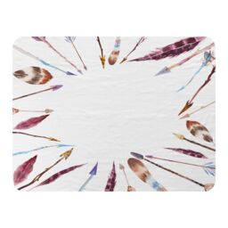 Benjamin Tate Design Watercolor Boho Chic With Feathers & Arrows Blanket in Natural - Size: 120 cm x 150 cm - thumbnail 1