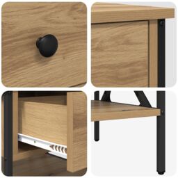 Berkfield Home Bedside Table Artisan Oak 40x42x45 cm Engineered Wood in Beige - Size: 40 x 42 x 45 cm - thumbnail 9