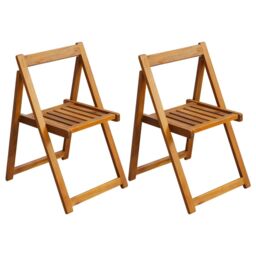 Berkfield Home Folding Garden Chairs 2 pcs Solid Acacia Wood in Brown - thumbnail 1