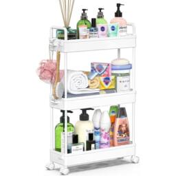 FORGEVIO Trolley, Kitchen Trolley With 3 Levels, Narrow Rolling Trolley in White - thumbnail 5