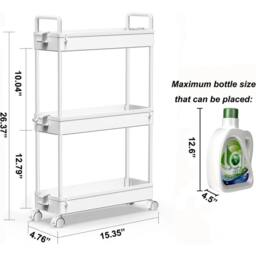 FORGEVIO Trolley, Kitchen Trolley With 3 Levels, Narrow Rolling Trolley in White - thumbnail 2