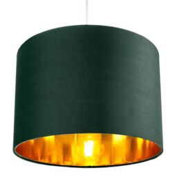 Happy Homewares Contemporary Cotton Lamp/Light Shade with Shiny Paper Inner in Dark Green - Size: 10 inches - thumbnail 6