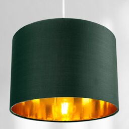 Happy Homewares Contemporary Cotton Lamp/Light Shade with Shiny Paper Inner in Dark Green - Size: 10 inches - thumbnail 7