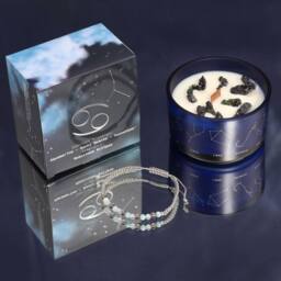 Serenityy Zodiac Crystal Candle with Gemstone Bracelet - Cancer in Blue - thumbnail 1