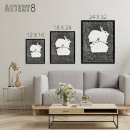 "Artery8 Two Stylised Snow Hares Samuel J De Mesquita Framed Canvas Wall Art in Black - Size: W12"" x H16""" - thumbnail 4