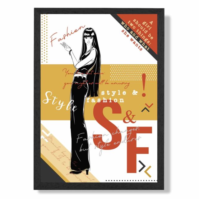 ARTZE Sketch Quotes Style & Fashion Framed Print SIZE: A4 with Black Frame in Yellow - image 1