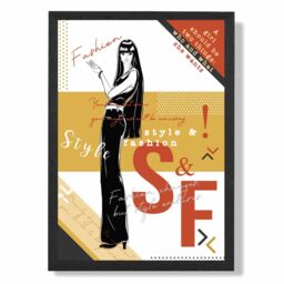 ARTZE Sketch Quotes Style & Fashion Framed Print SIZE: A4 with Black Frame in Yellow - thumbnail 1