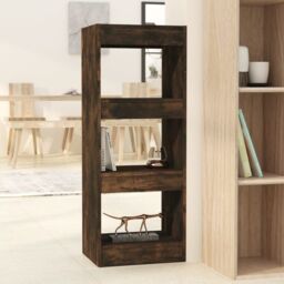 Berkfield Home Book Cabinet/Room Divider Smoked Oak 40x30x103 cm Engineered Wood in Brown - Size: 40 x 30 x 103 cm - thumbnail 1