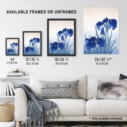 "Artery8 Blue Iris Flowers Floral Japanese Wall Art Print Ohara Koson - Size: W12"" x H16""" - thumbnail 3