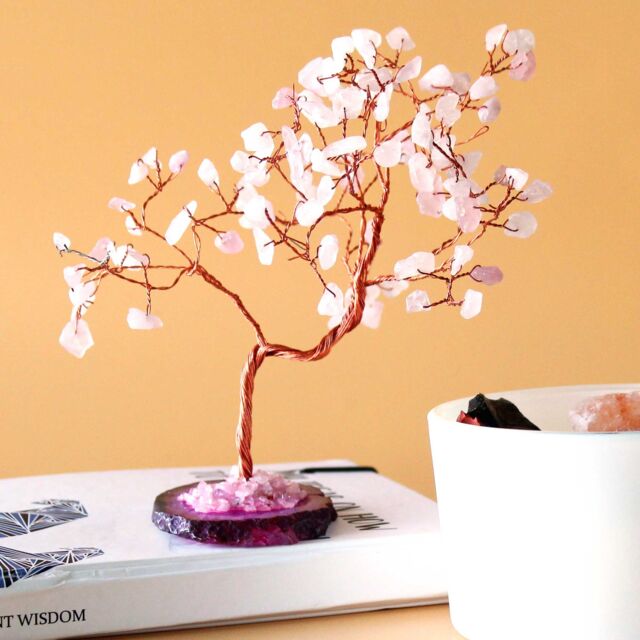 KDMD Large Gemstone Tree - Rose Quartz on Pink Agate Base (100 stones) - image 1