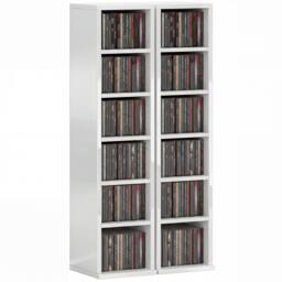 HOMCOM Set of 2 CD Storage Units with Adjustable Shelves in White - thumbnail 2