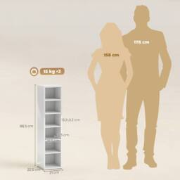 HOMCOM Set of 2 CD Storage Units with Adjustable Shelves in White - thumbnail 3
