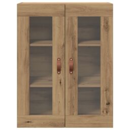 Berkfield Home Wall-Mounted Cabinet with Glass Doors Artisan Oak 69, 5x34x90 cm in Brown - Size: 5 x 34 x 90 cm - thumbnail 6