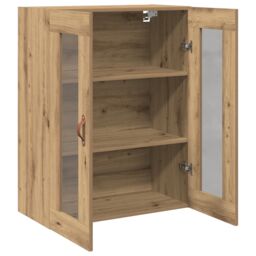 Berkfield Home Wall-Mounted Cabinet with Glass Doors Artisan Oak 69, 5x34x90 cm in Brown - Size: 5 x 34 x 90 cm - thumbnail 5
