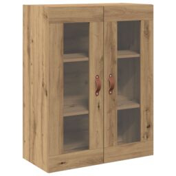 Berkfield Home Wall-Mounted Cabinet with Glass Doors Artisan Oak 69, 5x34x90 cm in Brown - Size: 5 x 34 x 90 cm - thumbnail 2