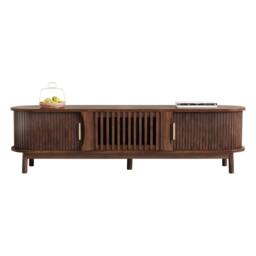 Merax Retro Walnut Effect Oval TV Stand for TVs up to 65 Inch - thumbnail 8
