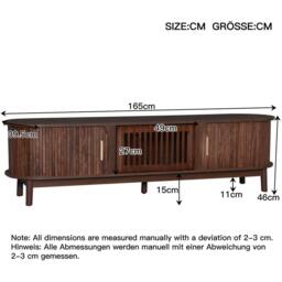 Merax Retro Walnut Effect Oval TV Stand for TVs up to 65 Inch - thumbnail 2