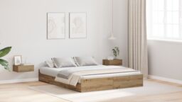 Berkfield Home Storage Bed Frame with Drawer with Headboard with Storage Artisan oak 160 x 200 cm in Brown - thumbnail 5
