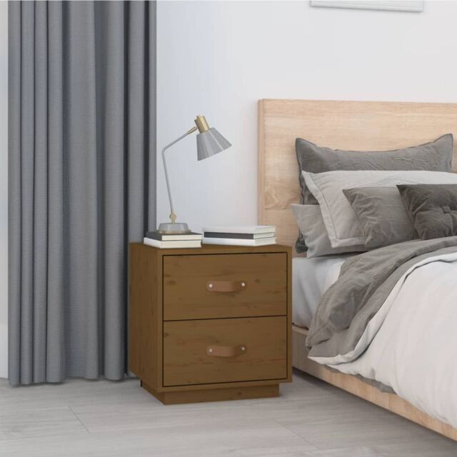 Berkfield Home Bedside Cabinet Honey Brown 40x34x45 cm Solid Wood Pine - Size: 40 x 34 x 45 cm - image 1