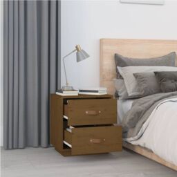 Berkfield Home Bedside Cabinet Honey Brown 40x34x45 cm Solid Wood Pine - Size: 40 x 34 x 45 cm - thumbnail 3