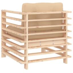 Berkfield Home Garden Chairs with Cushions 2 pcs Solid Wood Pine in Light Tan - thumbnail 6