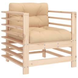 Berkfield Home Garden Chairs with Cushions 2 pcs Solid Wood Pine in Light Tan - thumbnail 3