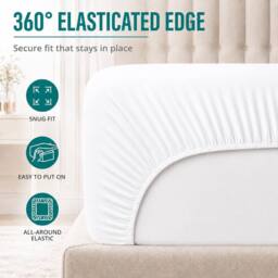 Grace Premium Microfiber 40cm Extra Deep Pocket Fitted Sheets in White - Size: Super King Fitted - thumbnail 5