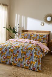 Their Nibs 'Untamed Cheetah' Cotton Reversible Duvet Cover Set in Grey - Size: Double - thumbnail 1