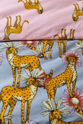 Their Nibs 'Untamed Cheetah' Cotton Reversible Duvet Cover Set in Grey - Size: Double - thumbnail 5