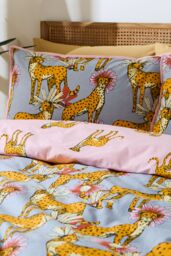 Their Nibs 'Untamed Cheetah' Cotton Reversible Duvet Cover Set in Grey - Size: Double - thumbnail 3