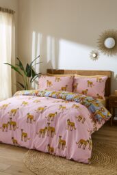 Their Nibs 'Untamed Cheetah' Cotton Reversible Duvet Cover Set in Grey - Size: Double - thumbnail 2