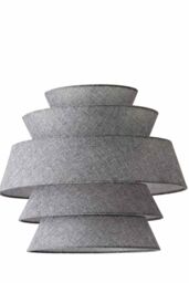 ValueLights Valerie Linen 5 Tier Easy Fit Drum Ceiling Pendant Light Lamp Shade in Grey - thumbnail 6