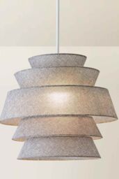 ValueLights Valerie Linen 5 Tier Easy Fit Drum Ceiling Pendant Light Lamp Shade in Grey - thumbnail 3